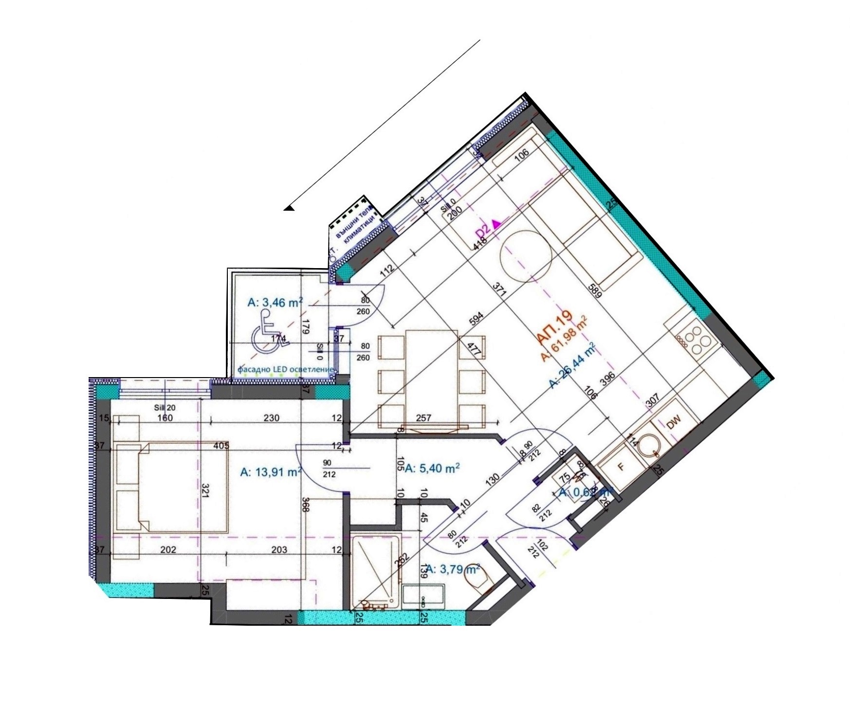 Двустаен, без комисион, в нова сграда на топ локация