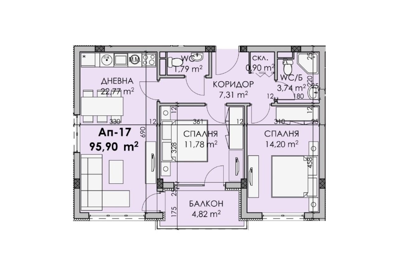 Тристаен апартамент в новострояща се сграда