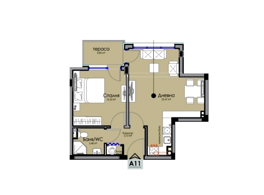 Двустаен в нова емблематична сграда